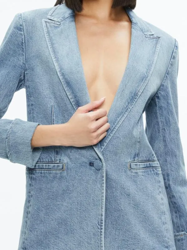 Jackets Coats Women Alice Olivia JUSTINE ROLLED CUFF BLAZER Georgia Vintage Blue