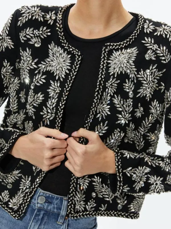 Jackets Coats Women Alice Olivia KIDMAN EMBELLISHED JACKET Black