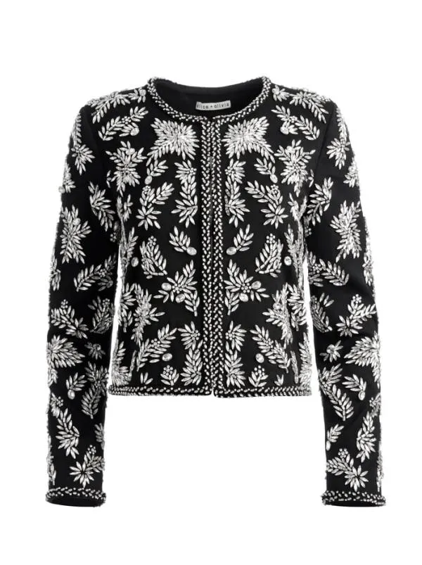 Jackets Coats Women Alice Olivia KIDMAN EMBELLISHED JACKET Black
