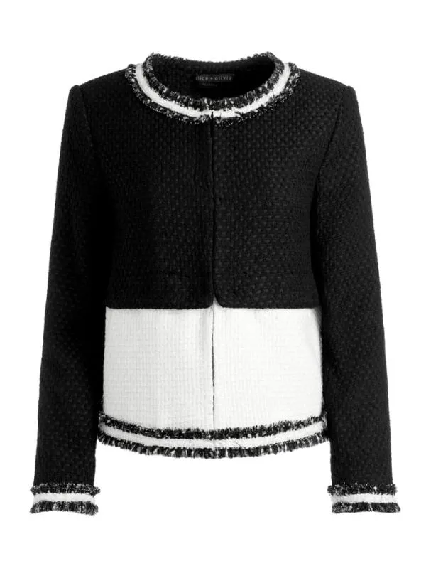 Jackets Coats Women Alice Olivia KIDMAN TWOFER TWEED JACKET Blackoff White