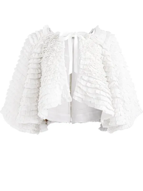 Jackets Coats Women Alice Olivia LOREE RUFFLE TIE FRONT CROPPED JACKET White