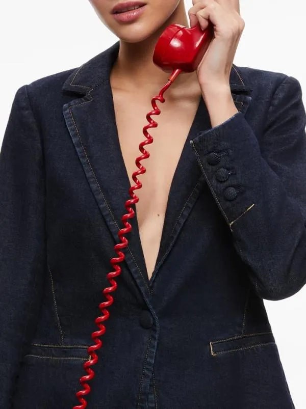 Jackets Coats Women Alice Olivia MACEY DENIM FITTED BLAZER Dark Rinse