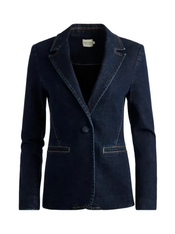 Jackets Coats Women Alice Olivia MACEY DENIM FITTED BLAZER Dark Rinse