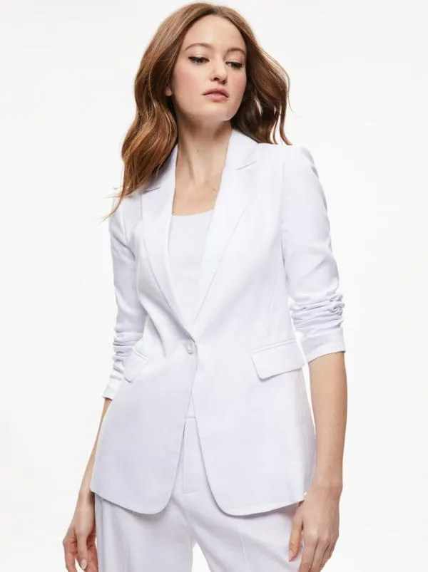 Jackets Coats Women Alice Olivia MACEY LINEN BLAZER White