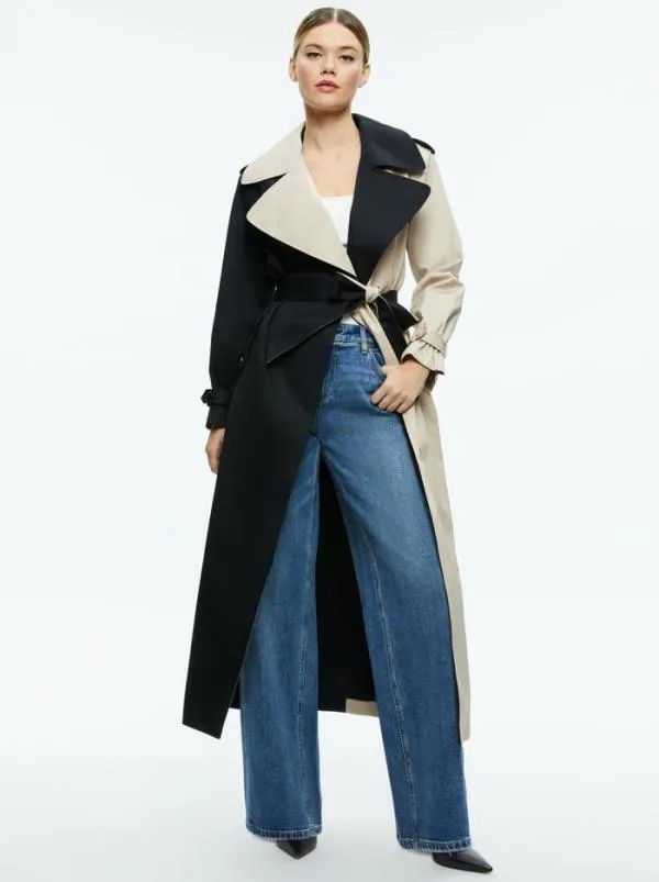 Jackets Coats Women Alice Olivia NEVADA TRENCH COAT Blacklatte