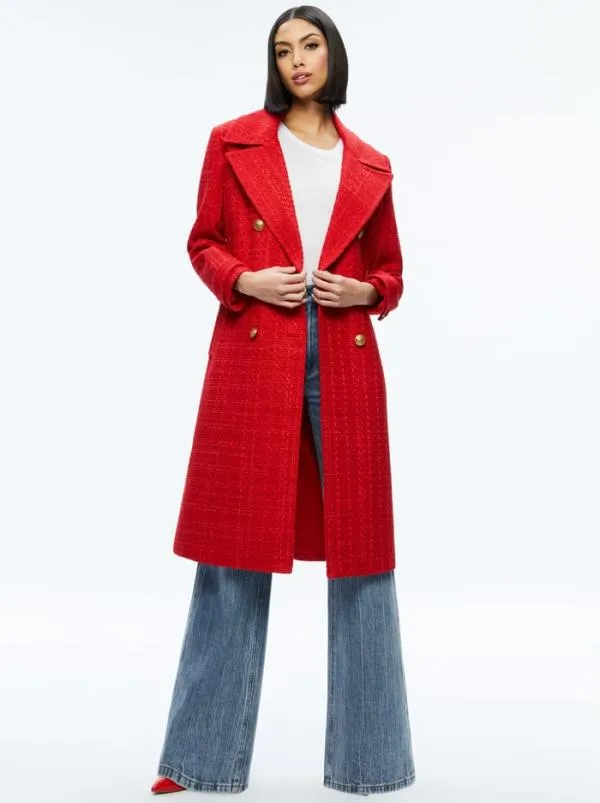 Jackets Coats Women Alice Olivia NICHOLAS DOUBLE BREASTED COAT Bright Ruby
