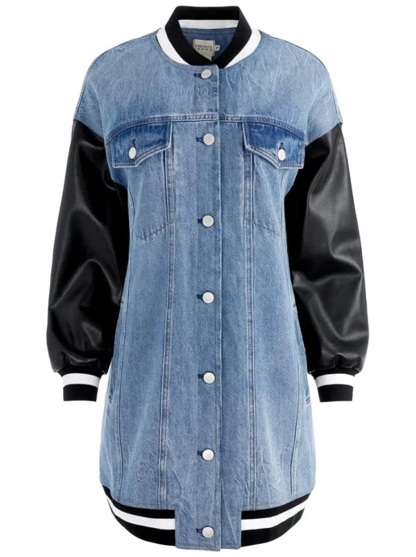 Jackets Coats Women Alice Olivia ORTEN OVERSIZED VARSITY JACKET Sadie Lt Vintage Blue