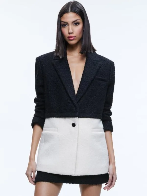 Jackets Coats Women Alice Olivia SHAN OVERSIZED TWOFER BLAZER Blackecru