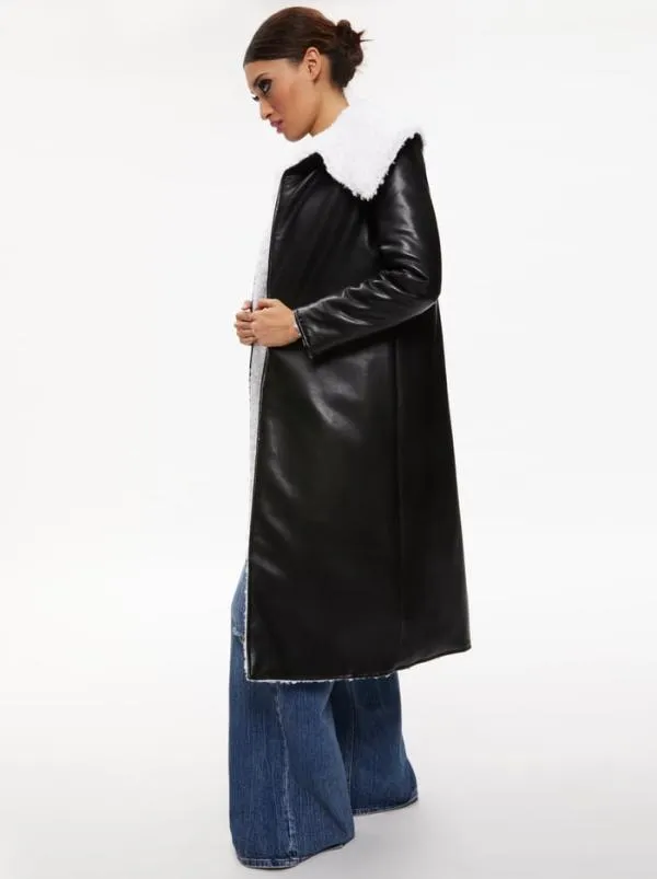 Jackets Coats Women Alice Olivia SHAN REVERSIBLE FAUX SHEARLING COAT Black