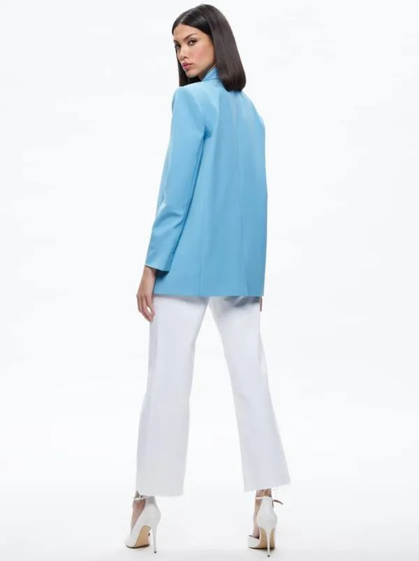 Jackets Coats Women Alice Olivia SHAN STRONG SHOULDER RUCHED SLEEVE BLAZER Oxford Blue