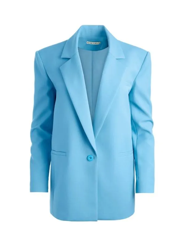 Jackets Coats Women Alice Olivia SHAN STRONG SHOULDER RUCHED SLEEVE BLAZER Oxford Blue