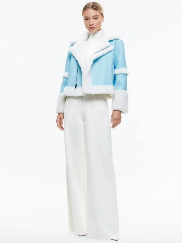 Jackets Coats Women Alice Olivia TENY VEGAN LEATHER CROPPED COAT Iceoff White