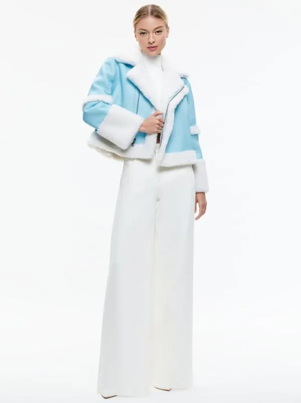 Jackets Coats Women Alice Olivia TENY VEGAN LEATHER CROPPED COAT Iceoff White