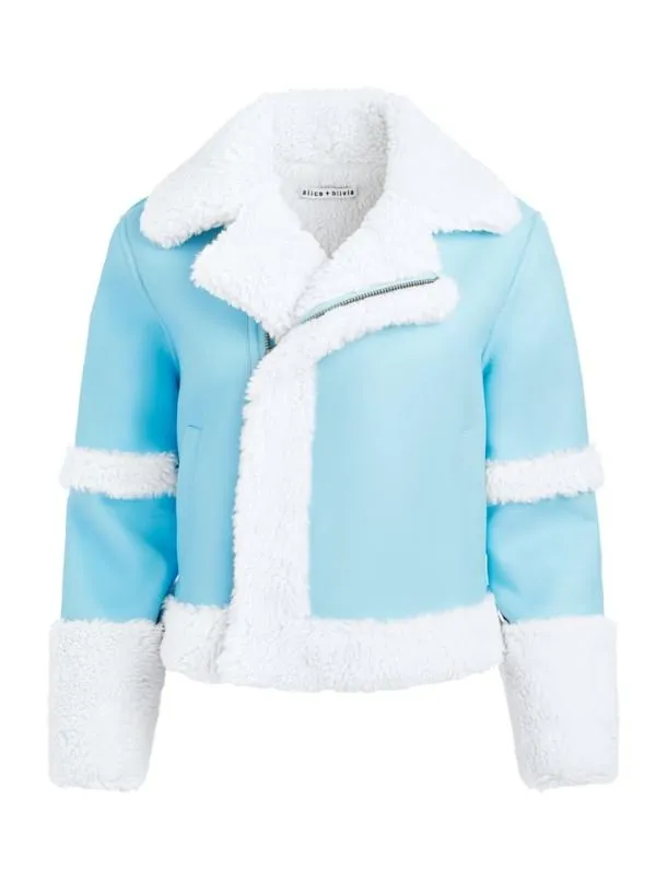 Jackets Coats Women Alice Olivia TENY VEGAN LEATHER CROPPED COAT Iceoff White