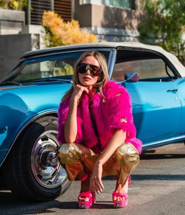 Jennafer Grace Hot Pink Planet Queen Faux Fur Jacket Clothing Unique Vintage Coats and Jackets