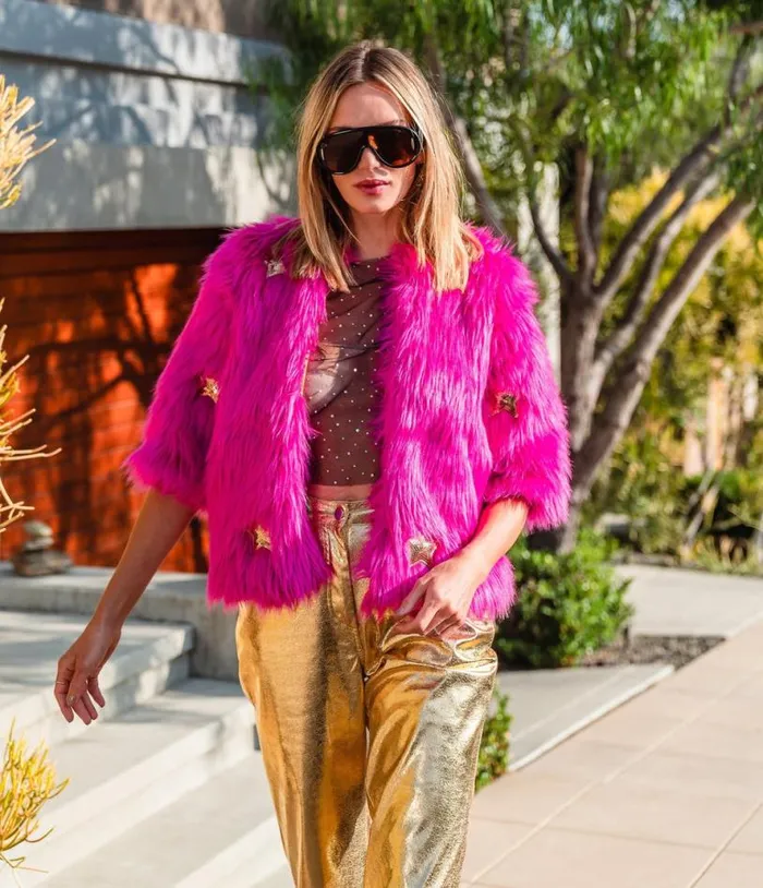 Jennafer Grace Hot Pink Planet Queen Faux Fur Jacket Clothing Unique Vintage Coats and Jackets