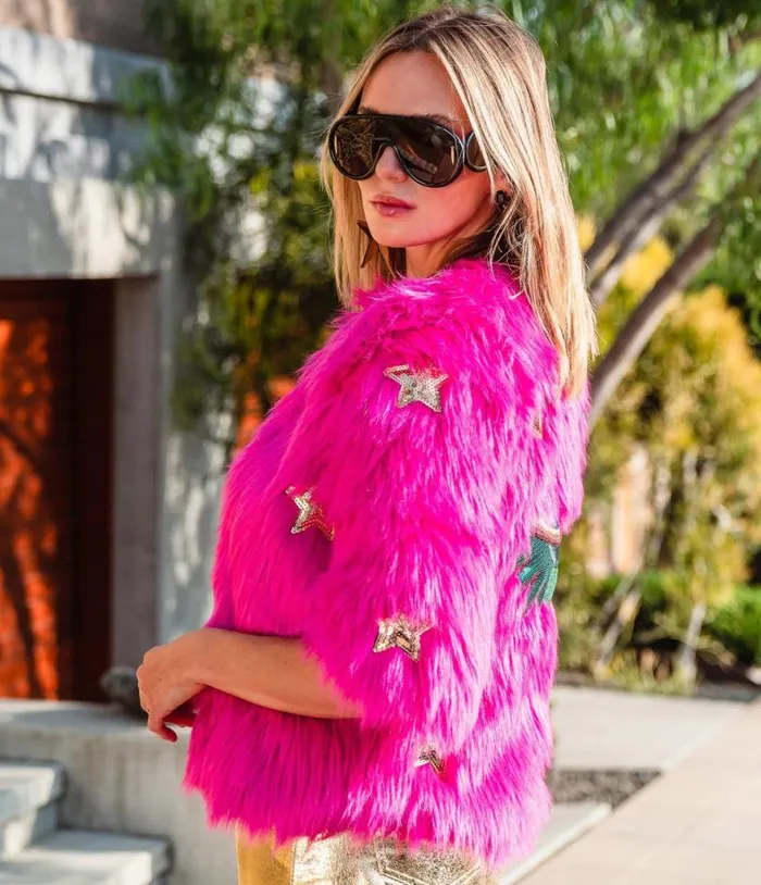 Jennafer Grace Hot Pink Planet Queen Faux Fur Jacket Clothing Unique Vintage Coats and Jackets