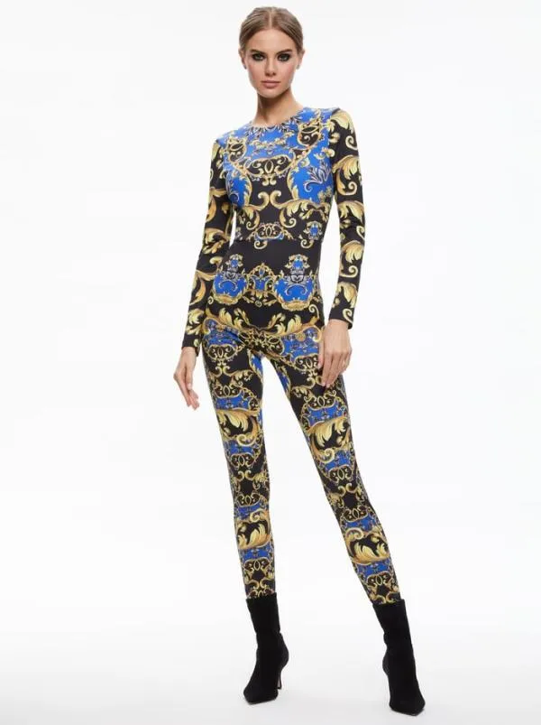 Jumpsuits Women Alice Olivia FREDDIE CREW NECK CATSUIT Regal Romance Sapphire