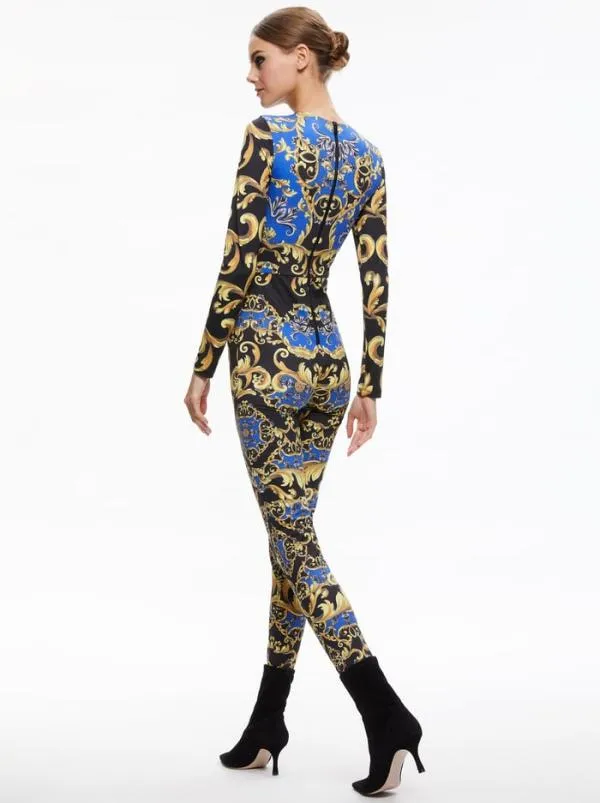 Jumpsuits Women Alice Olivia FREDDIE CREW NECK CATSUIT Regal Romance Sapphire