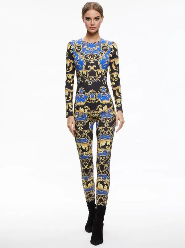 Jumpsuits Women Alice Olivia FREDDIE CREW NECK CATSUIT Regal Romance Sapphire