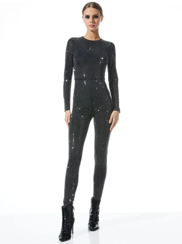 Jumpsuits Women Alice Olivia FREDDIE CREWNECK EMBELLISHED CATSUIT Blacksilver Jumpsuits Women Alice Olivia FREDDIE CREWNECK EMBELLISHED CATSUIT Blacksilver