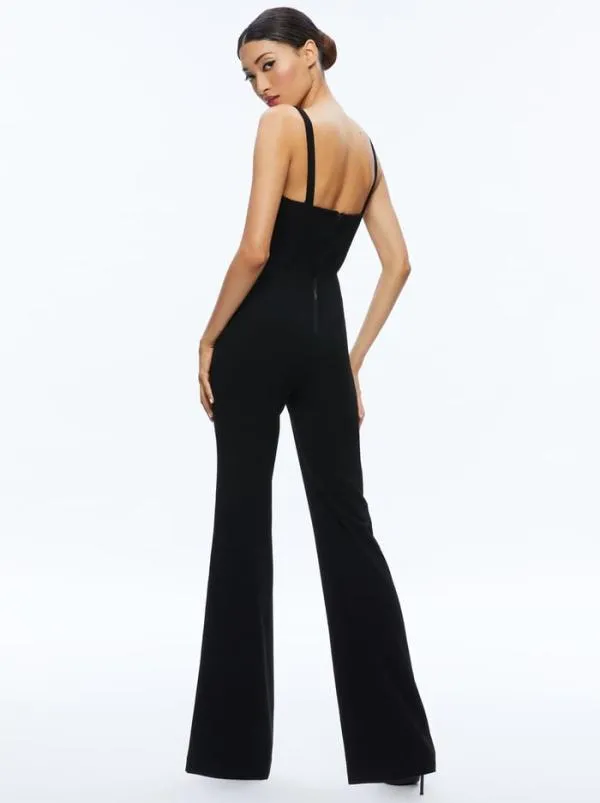 Jumpsuits Women Alice Olivia NOVA CAPE JUMPSUIT Black