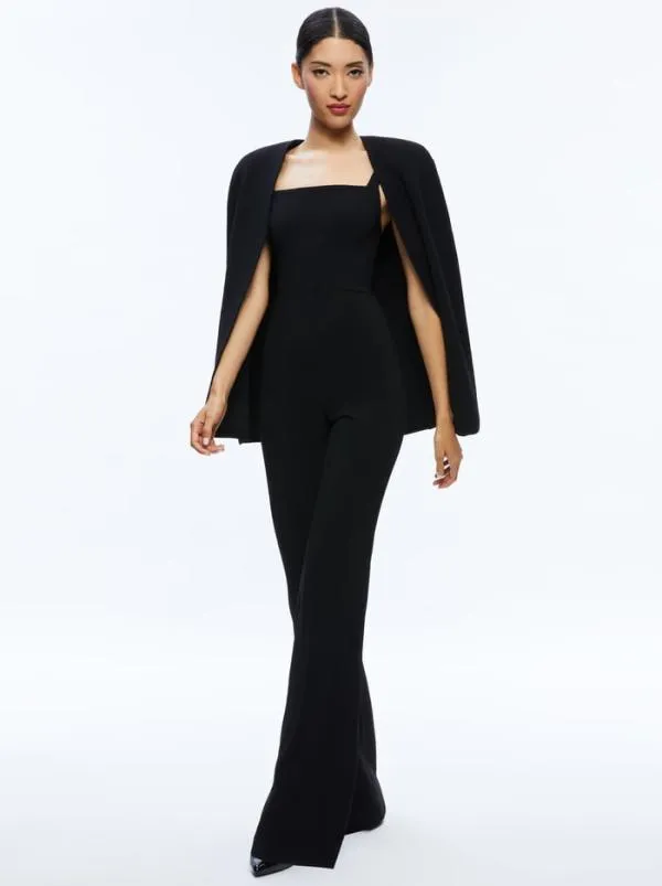 Jumpsuits Women Alice Olivia NOVA CAPE JUMPSUIT Black