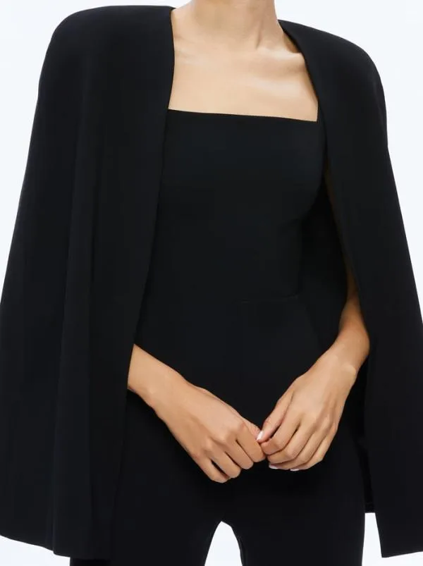 Jumpsuits Women Alice Olivia NOVA CAPE JUMPSUIT Black