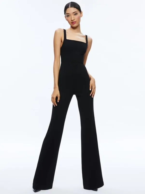 Jumpsuits Women Alice Olivia NOVA CAPE JUMPSUIT Black
