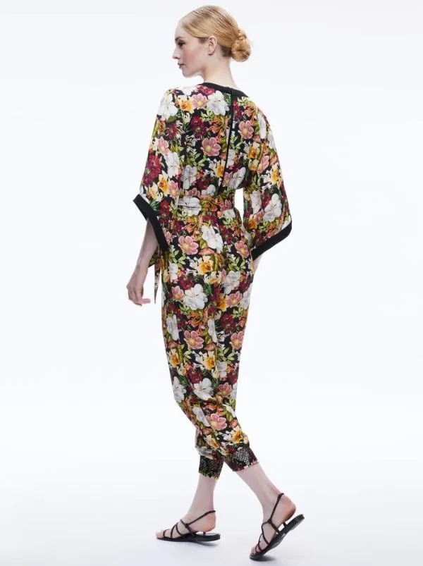 Jumpsuits Women Alice Olivia WALDA WRAP FRONT JUMPSUIT Juniper Floral Black