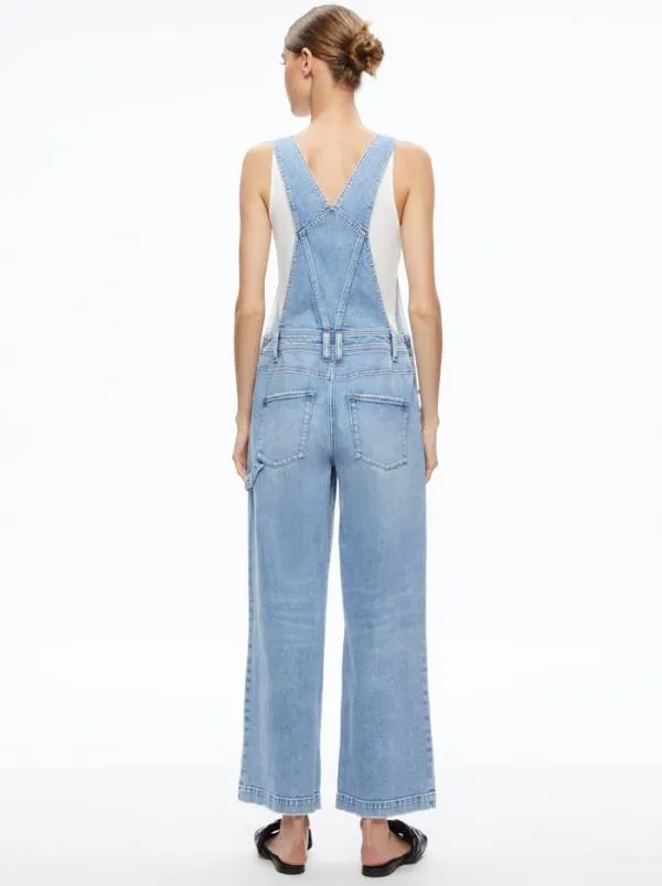Jumpsuits Women Alice Olivia WESSON STRAIGHT LEG JEAN OVERALLS Maddy Blue