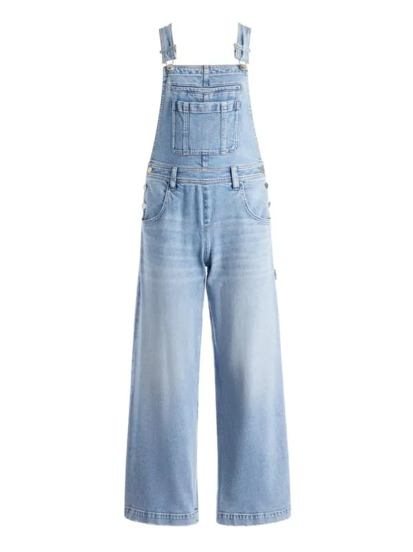 Jumpsuits Women Alice Olivia WESSON STRAIGHT LEG JEAN OVERALLS Maddy Blue