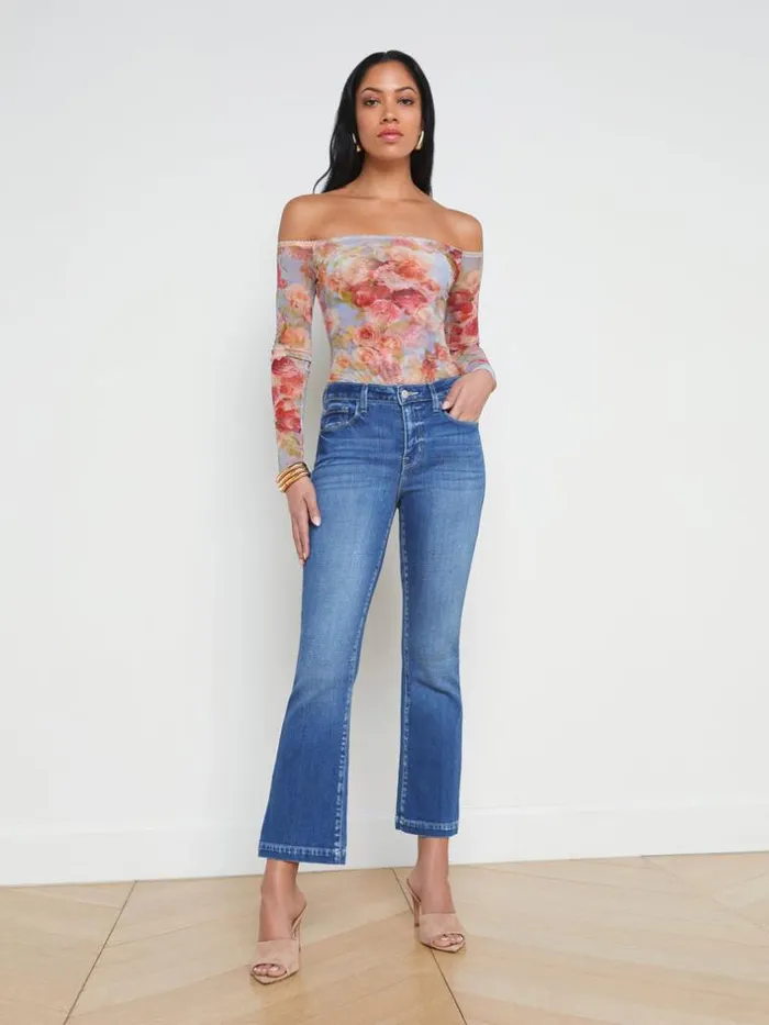 L039Agence Aged Denim Women Ali Skinny Flare Jean Maywood