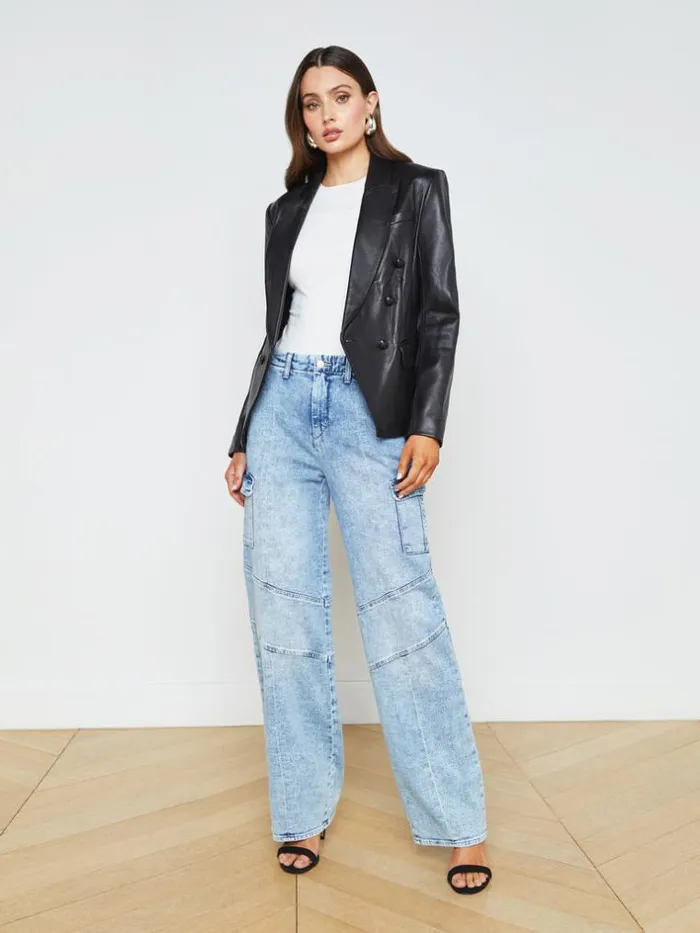 L039Agence Aged Denim Women Brooklyn Cargo Jean Brewer