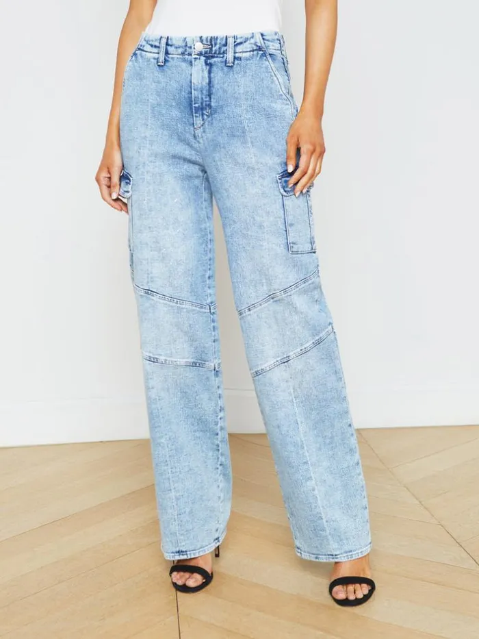 L039Agence Aged Denim Women Brooklyn Cargo Jean Brewer