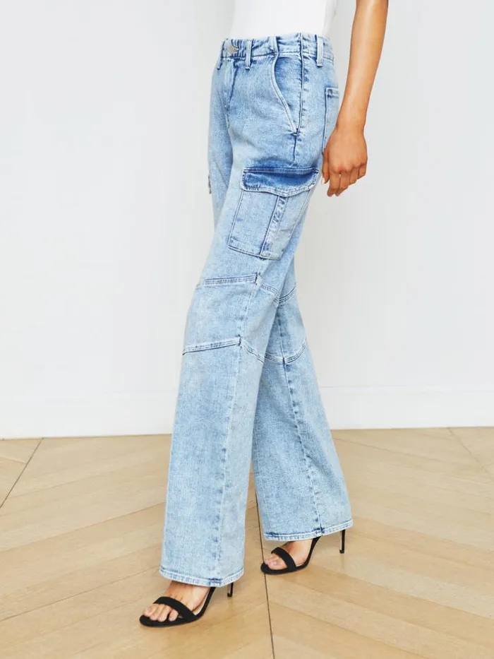 L039Agence Aged Denim Women Brooklyn Cargo Jean Brewer
