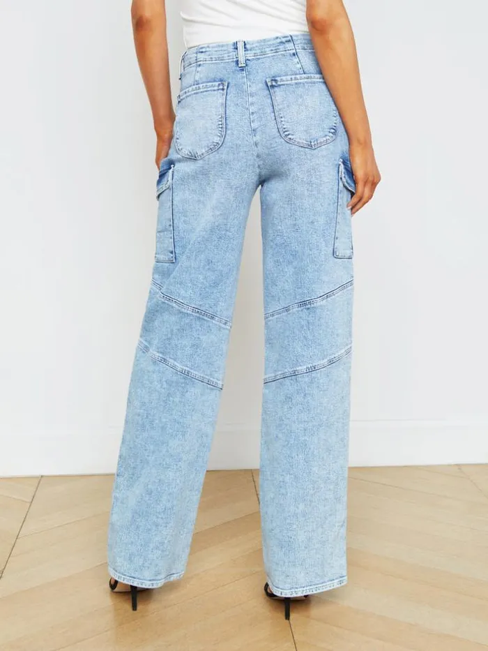 L039Agence Aged Denim Women Brooklyn Cargo Jean Brewer