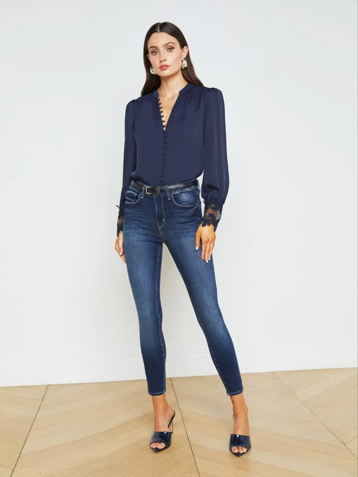 L039Agence Aged Denim Women Margot Skinny Jean Columbia
