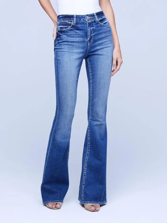 L039Agence Aged Denim Women Marty Flare Jean Cambridge