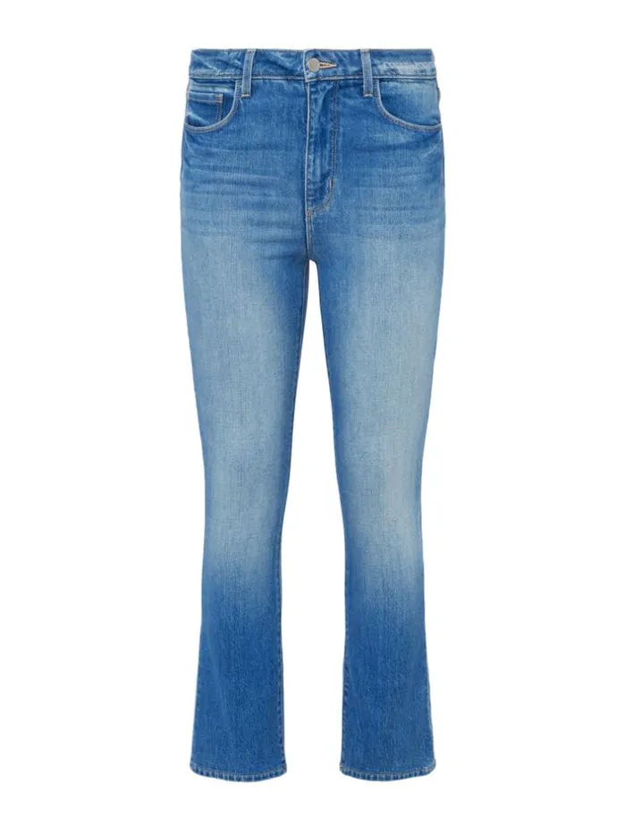 L039Agence Aged Denim Women Mira Cropped Micro Boot Jean Cowan