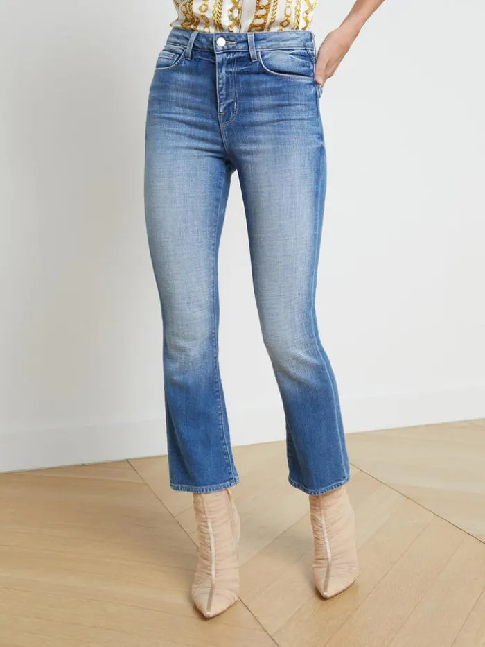 L039Agence Aged Denim Women Tati Cropped Micro Boot Jean Hayward