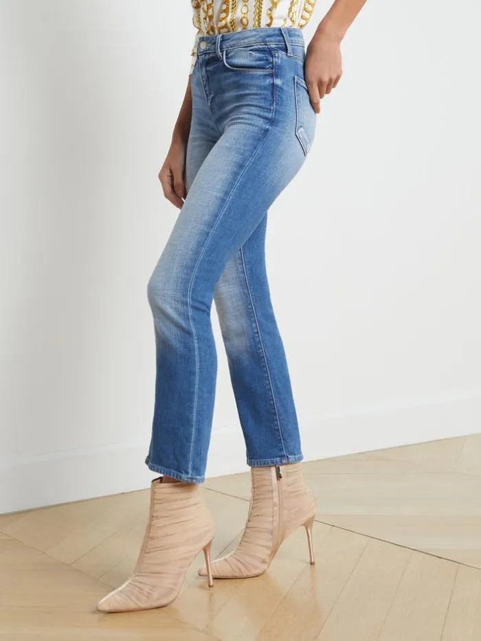 L039Agence Aged Denim Women Tati Cropped Micro Boot Jean Hayward