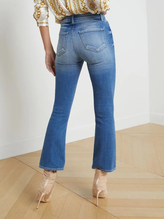 L039Agence Aged Denim Women Tati Cropped Micro Boot Jean Hayward