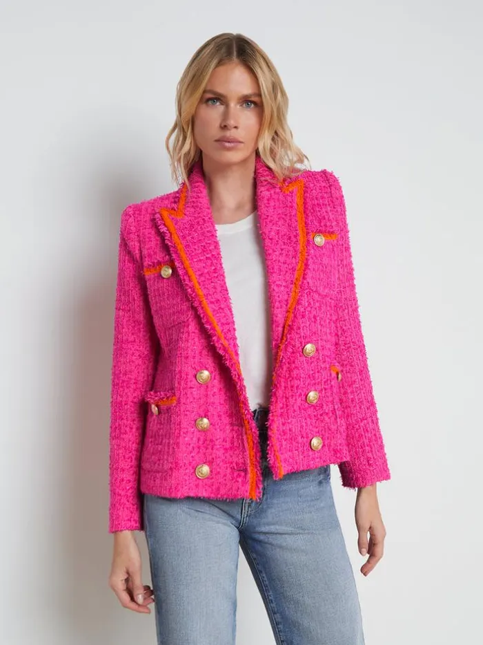 L039Agence Blazers and Jackets Women Alectra Textured Tweed Jacket Rhodamineglow Orange L039Agence Blazers and Jackets Women Alectra Textured Tweed Jacket Rhodamineglow Orange