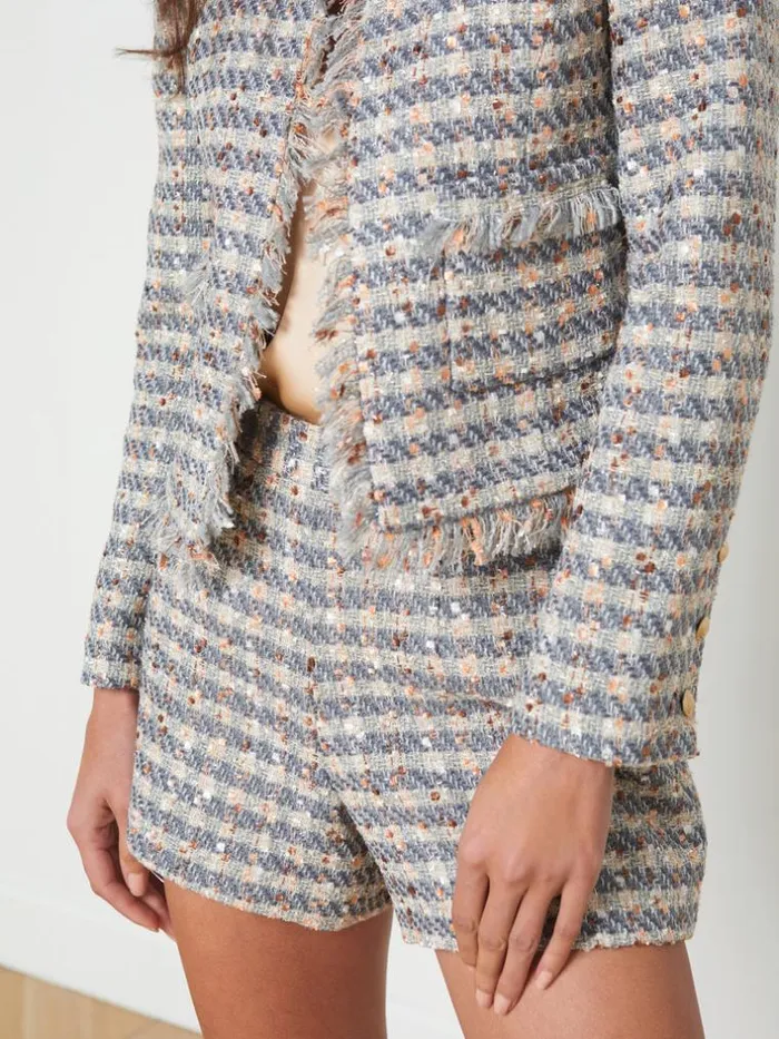 L039Agence Blazers and Jackets Women Angelina Tweed Jacket Greyecrugold