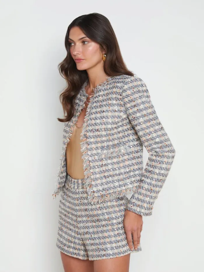 L039Agence Blazers and Jackets Women Angelina Tweed Jacket Greyecrugold