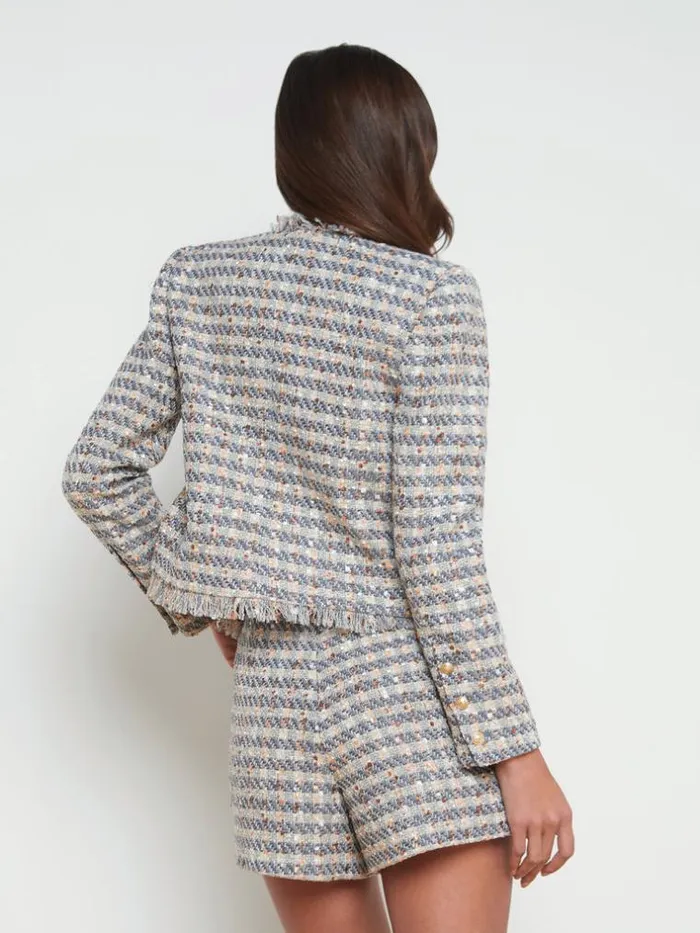 L039Agence Blazers and Jackets Women Angelina Tweed Jacket Greyecrugold