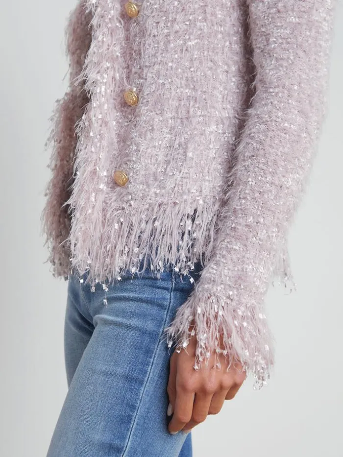 L039Agence Blazers and Jackets Women Azure Fringe Cardigan Blazer Dusty Pink