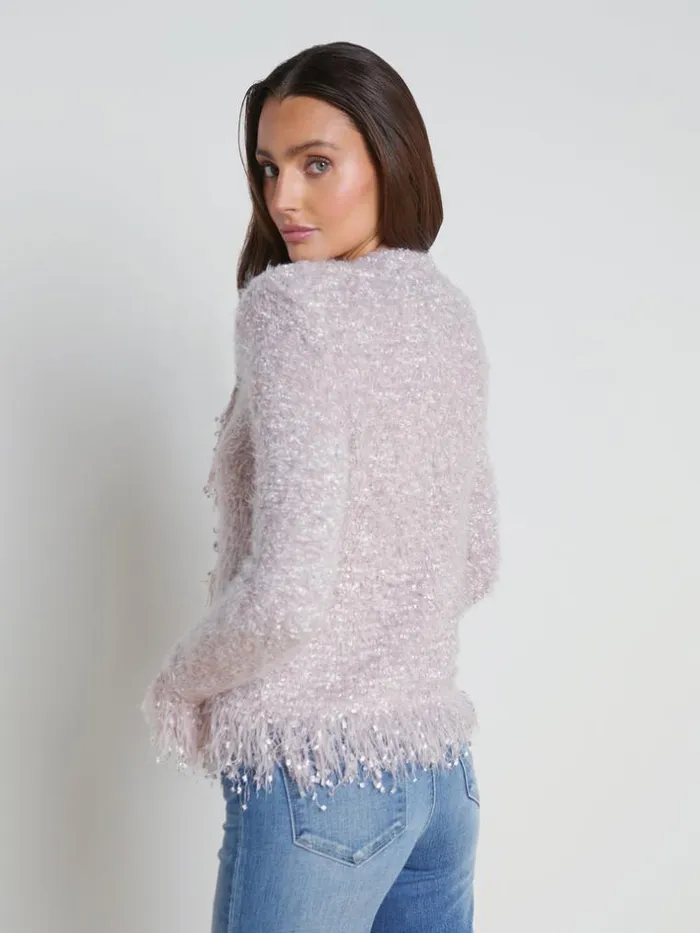 L039Agence Blazers and Jackets Women Azure Fringe Cardigan Blazer Dusty Pink