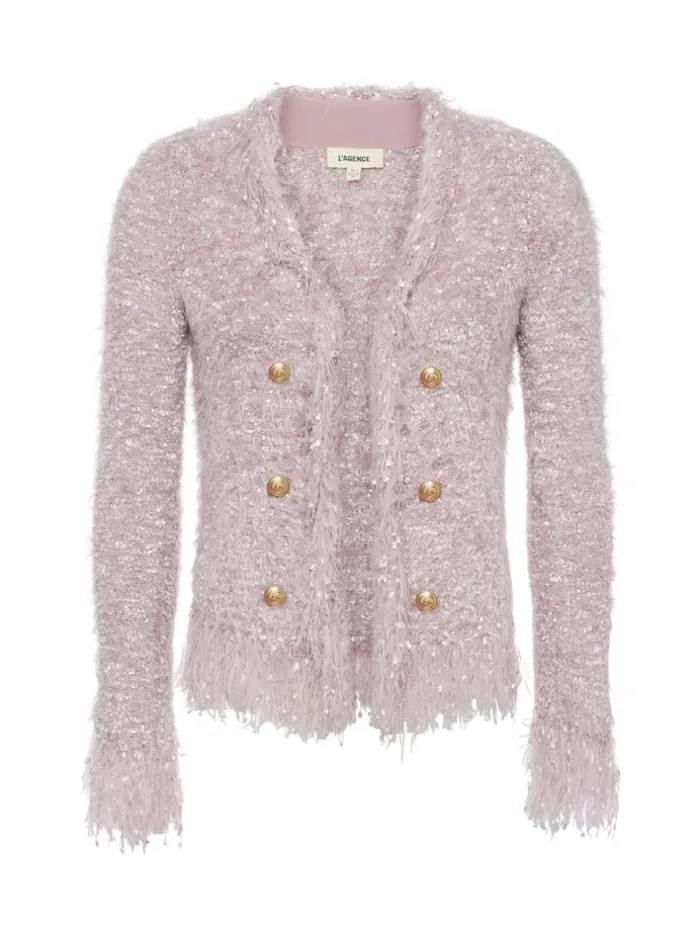 L039Agence Blazers and Jackets Women Azure Fringe Cardigan Blazer Dusty Pink